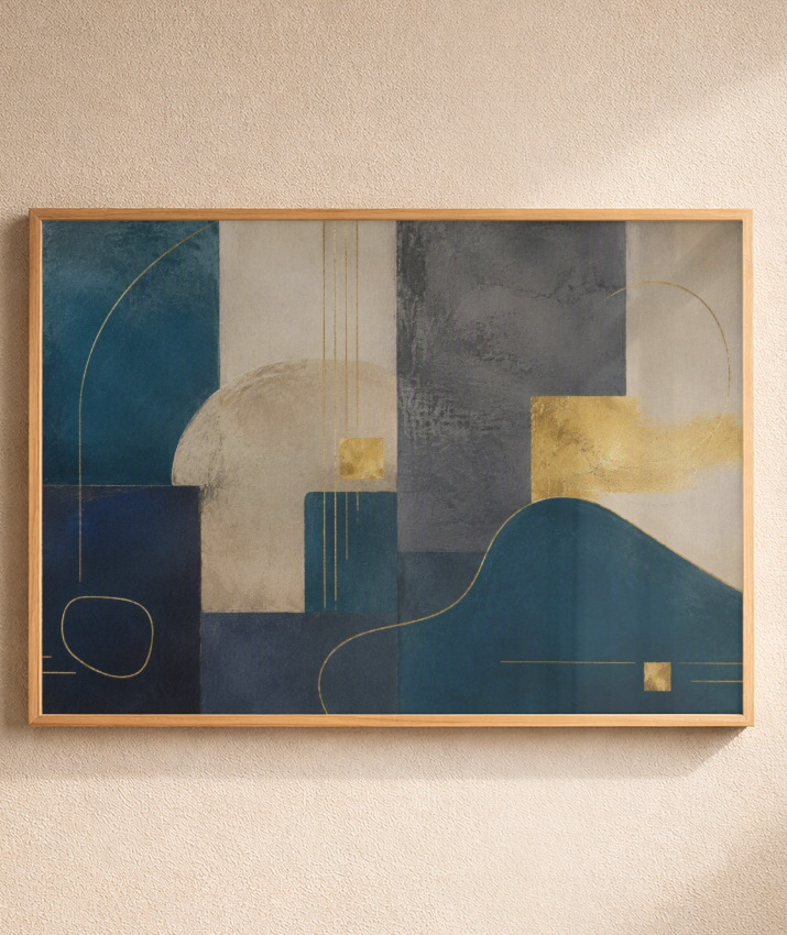 Quadro Decorativo Abstrato Ton Azul