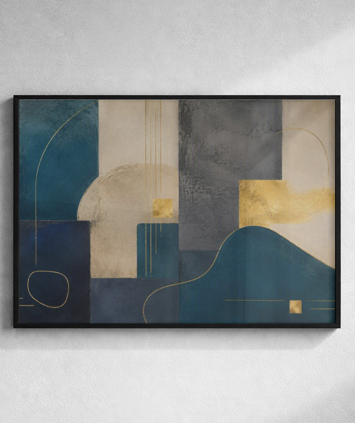 Quadro Decorativo Abstrato Ton Azul