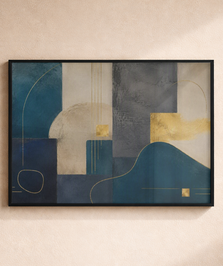 Quadro Decorativo Abstrato Ton Azul