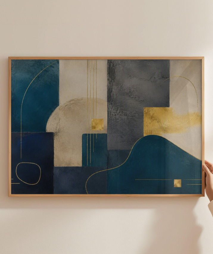 Quadro Decorativo Abstrato Ton Azul