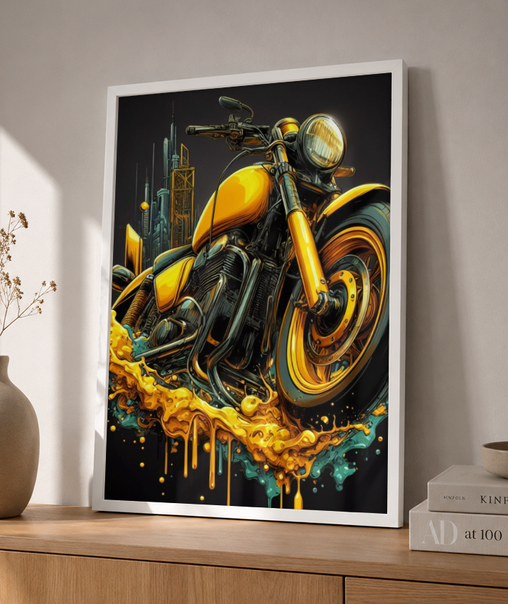 Placa Decorativa Gran Moto Amarela