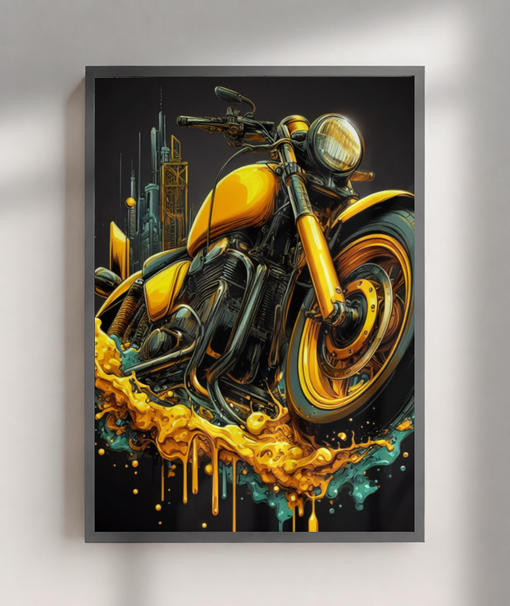 Placa Decorativa Gran Moto Amarela