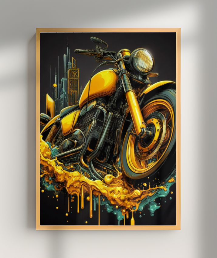 Placa Decorativa Gran Moto Amarela