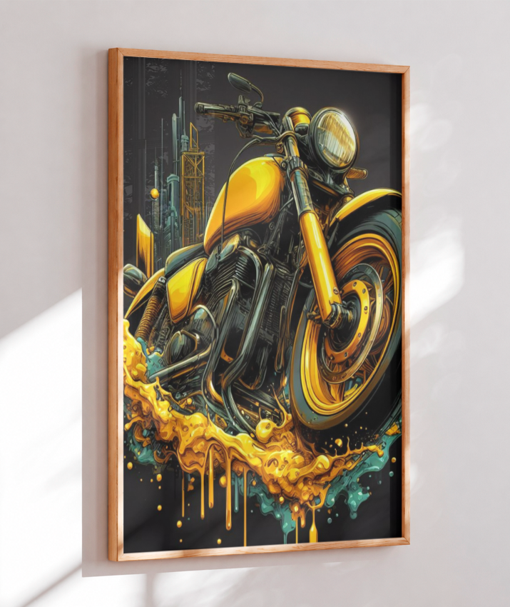 Placa Decorativa Gran Moto Amarela