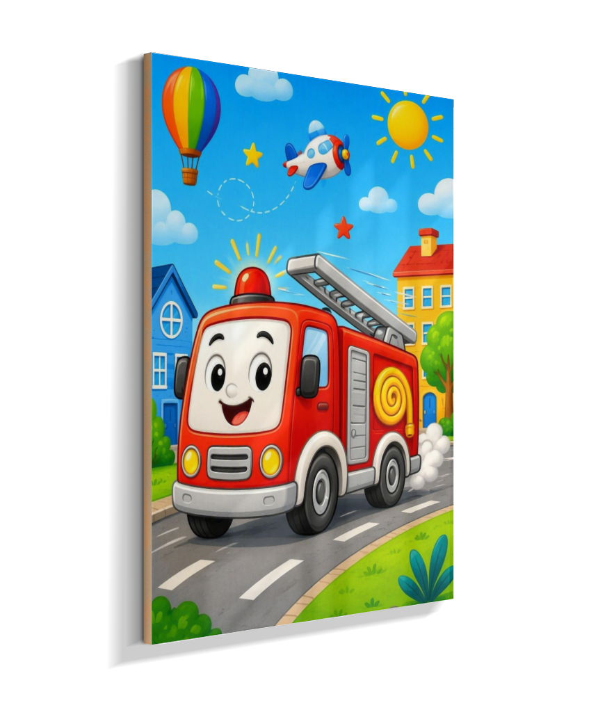 Placa Decorativa Infantil Caminhão de Bombeiros
