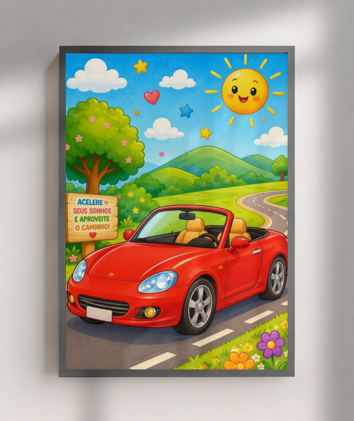 Placa Decorativa Infantil Conversível Vermelho - Estrada