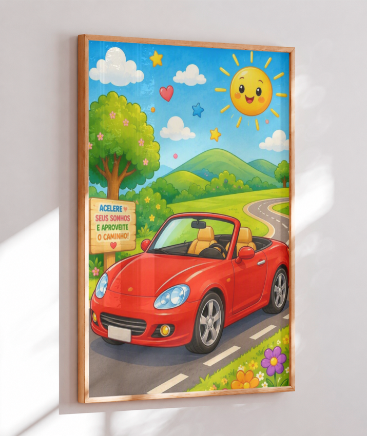 Placa Decorativa Infantil Conversível Vermelho - Estrada