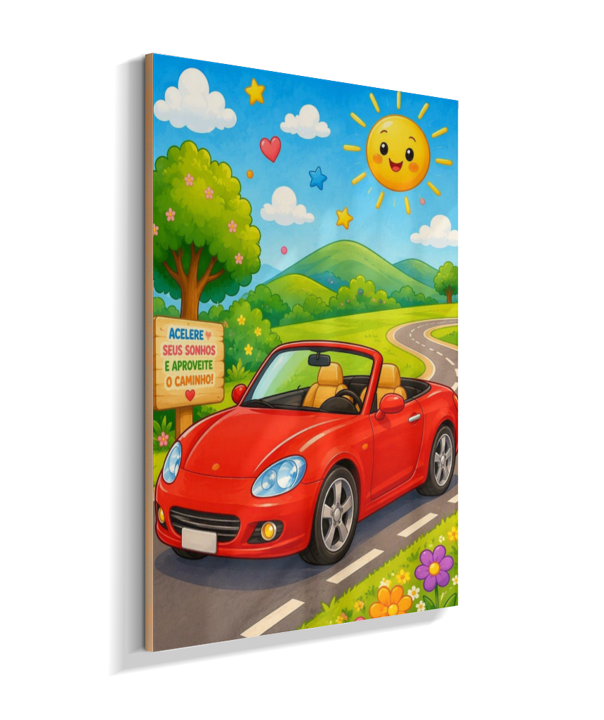 Placa Decorativa Infantil Conversível Vermelho - Estrada