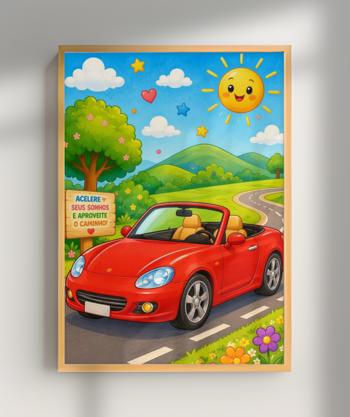 Placa Decorativa Infantil Conversível Vermelho - Estrada