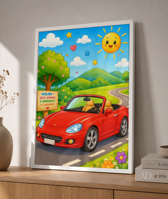 Placa Decorativa Infantil Conversível Vermelho - Estrada