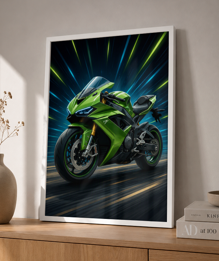 Placa Decorativa Moto Sport Green