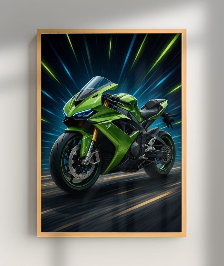 Placa Decorativa Moto Sport Green