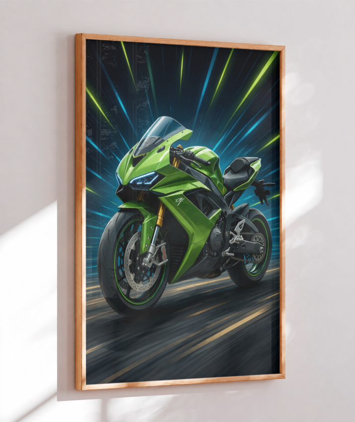 Placa Decorativa Moto Sport Green