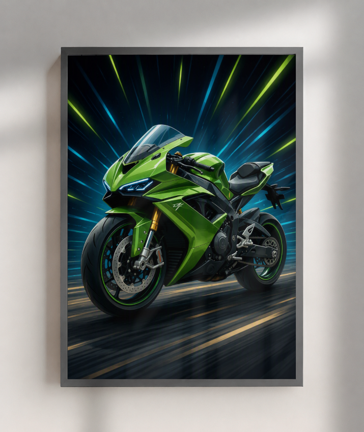 Placa Decorativa Moto Sport Green