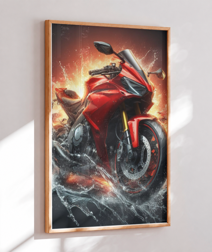 Placa Decorativa Gran Moto Vermelha