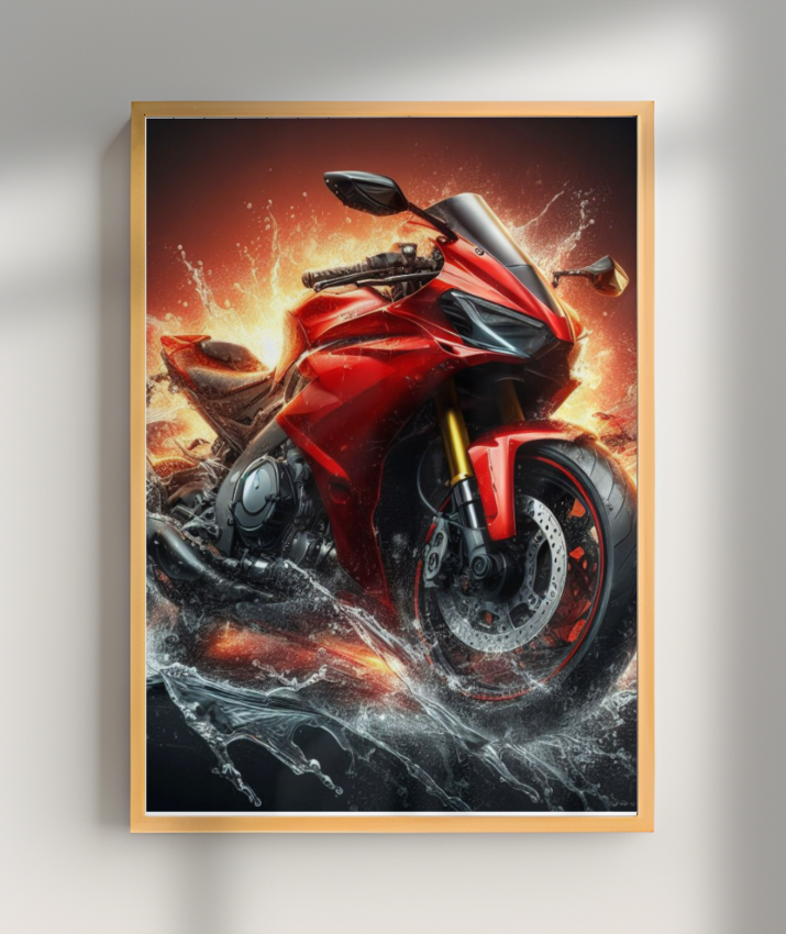 Placa Decorativa Gran Moto Vermelha