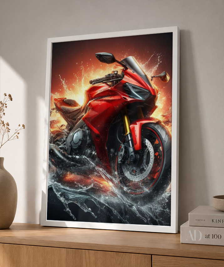 Placa Decorativa Gran Moto Vermelha