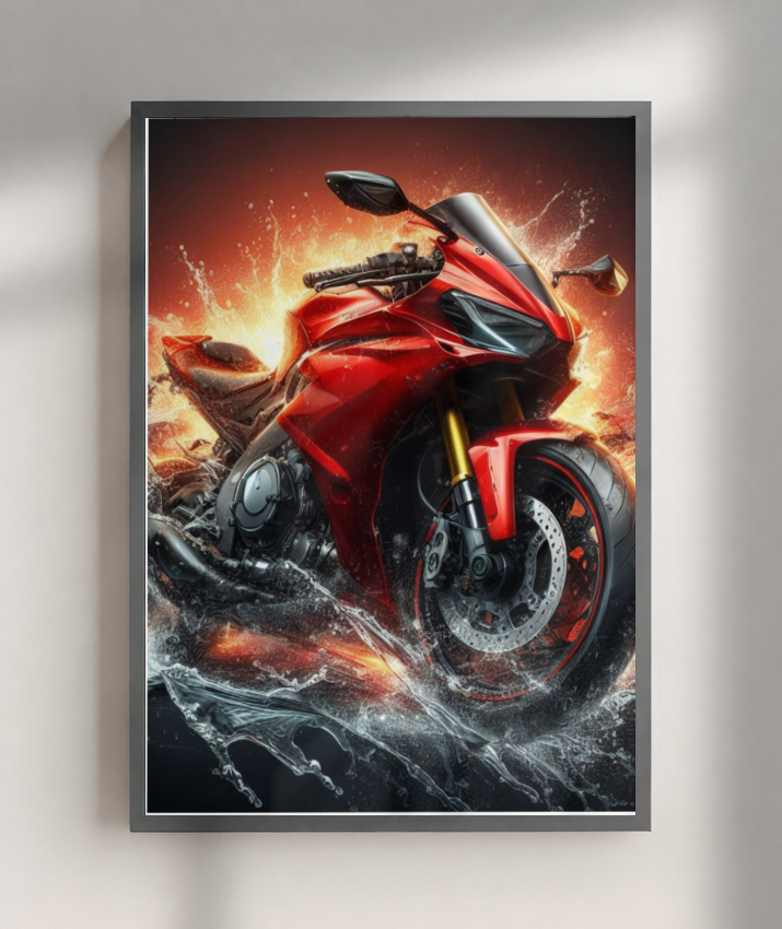 Placa Decorativa Gran Moto Vermelha