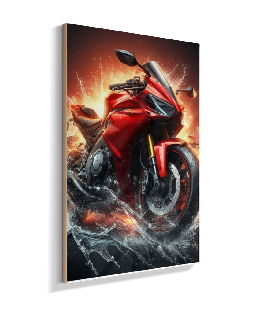 Placa Decorativa Gran Moto Vermelha
