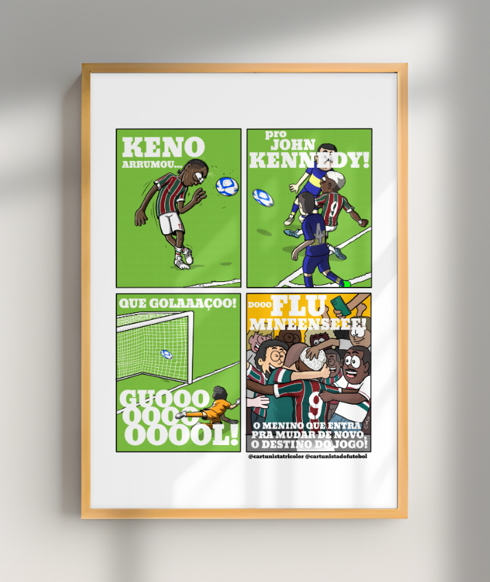 Quadro Decorativo Tirinha Gol John Kennedy Final Libertadores 2023 - Fluminense