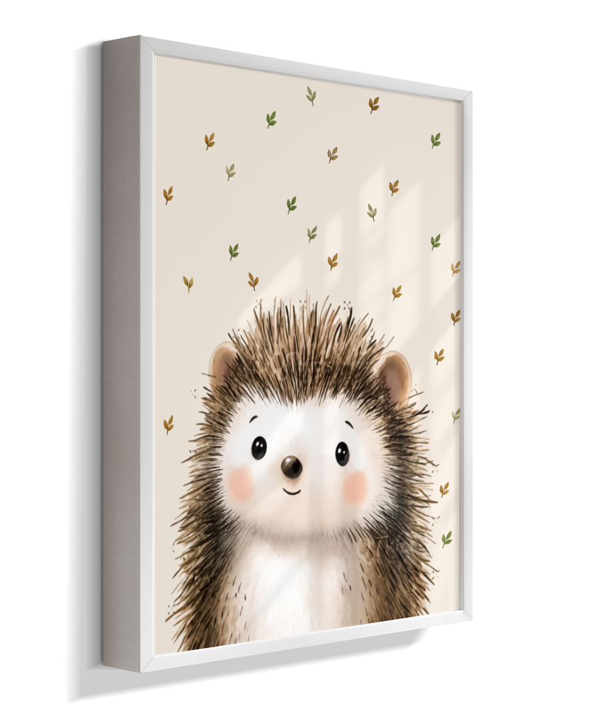 Porco espinho perfil (fundo bege com folhas)