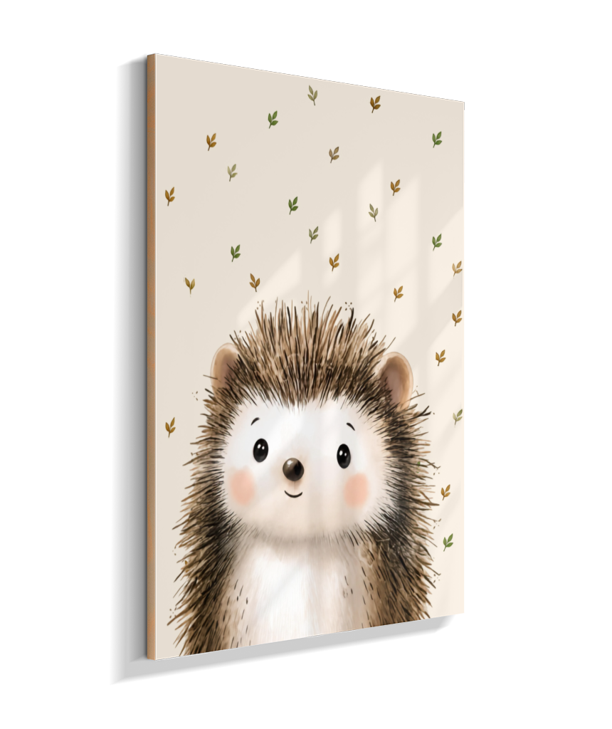 Porco espinho perfil (fundo bege com folhas)
