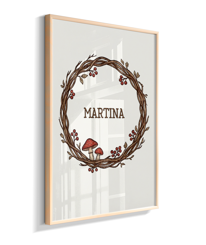 Quadro personalizado com nome e cogumelos
