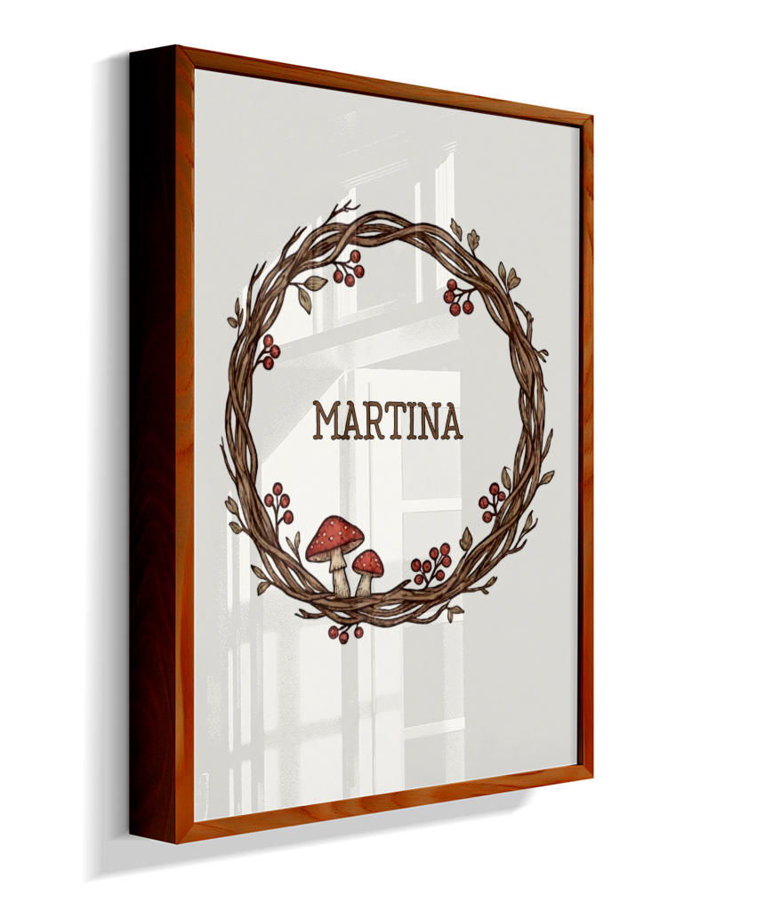 Quadro personalizado com nome e cogumelos