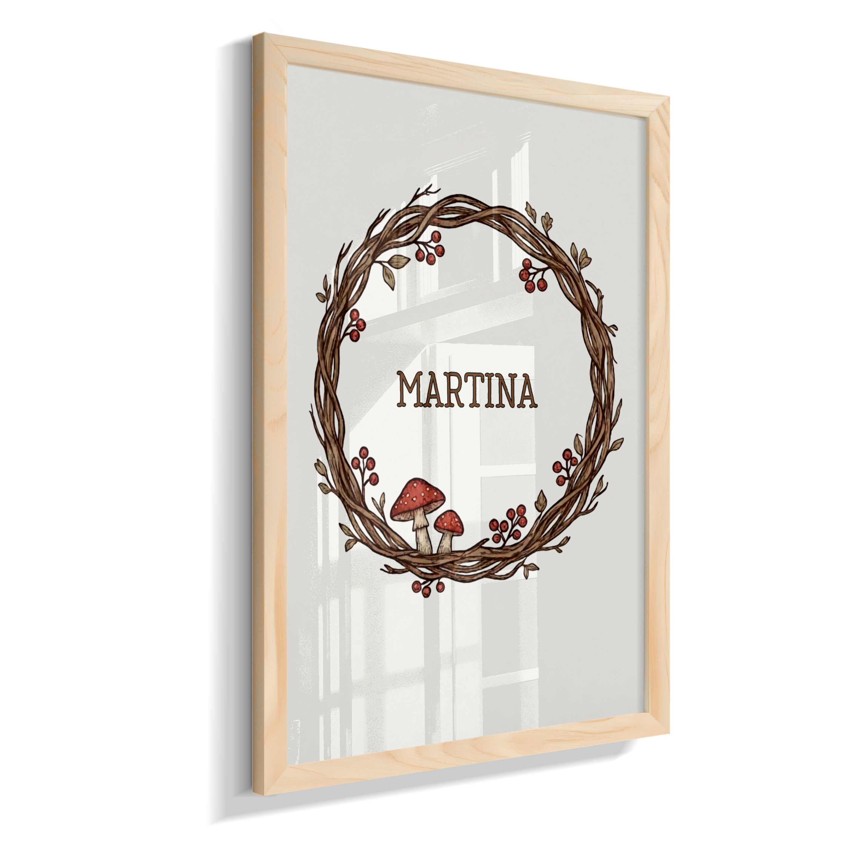 Quadro personalizado com nome e cogumelos