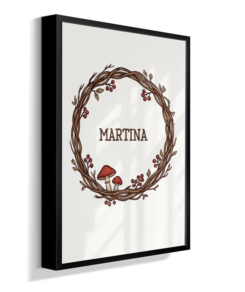 Quadro personalizado com nome e cogumelos