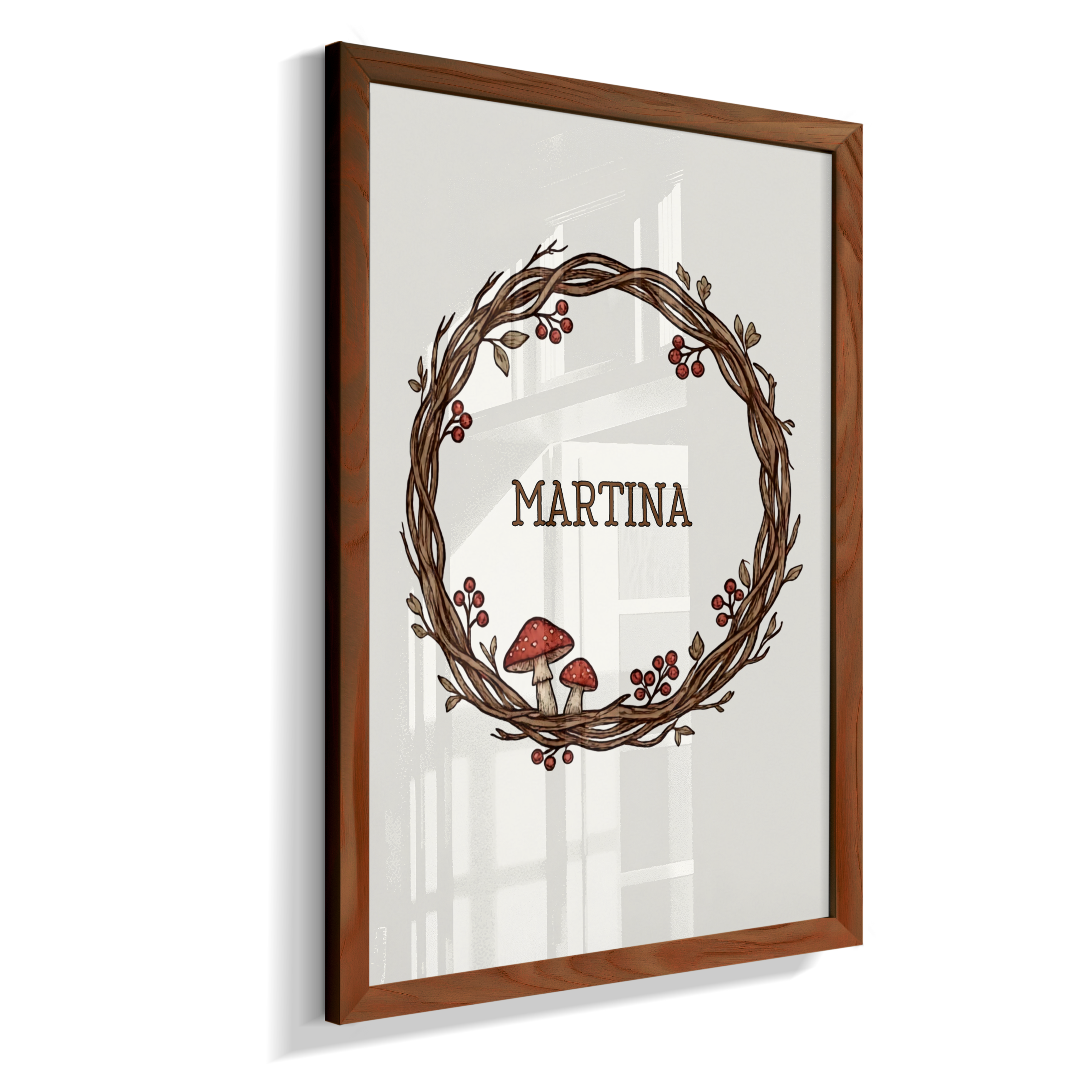 Quadro personalizado com nome e cogumelos