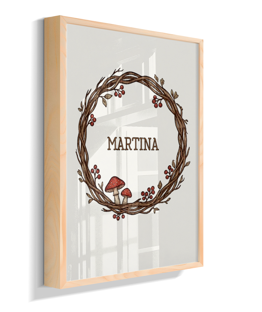 Quadro personalizado com nome e cogumelos