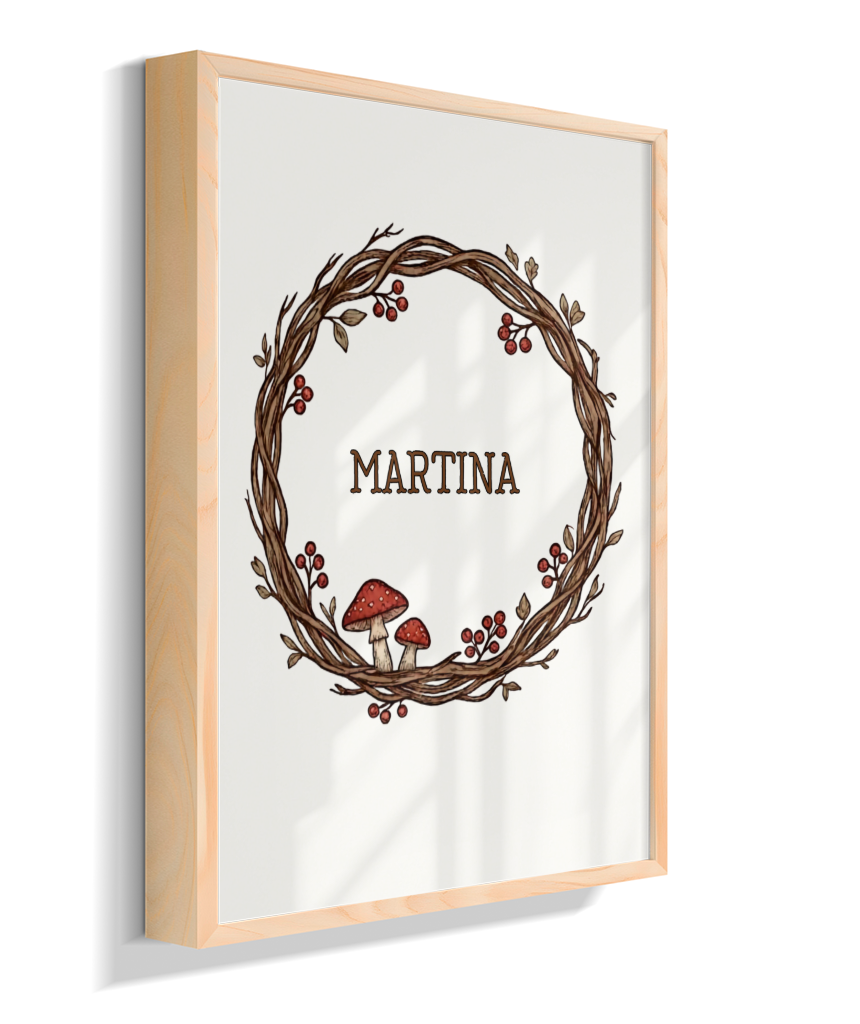 Quadro personalizado com nome e cogumelos