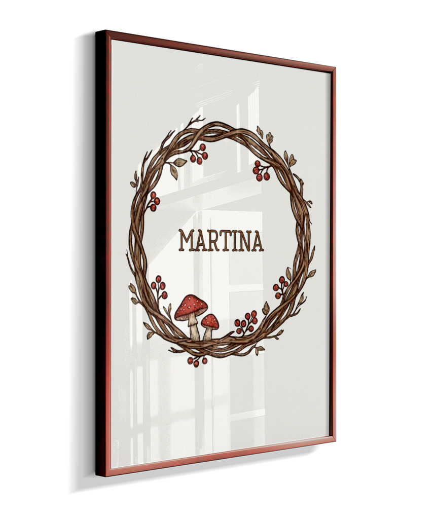Quadro personalizado com nome e cogumelos