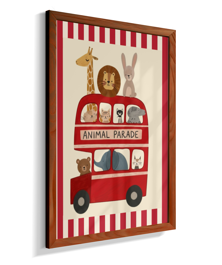 Ônibus com animais (listras do circo)