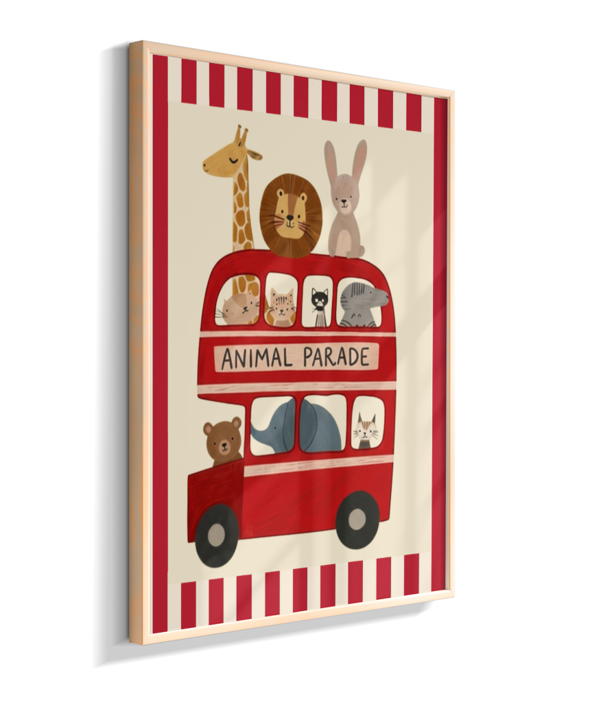 Ônibus com animais (listras do circo)