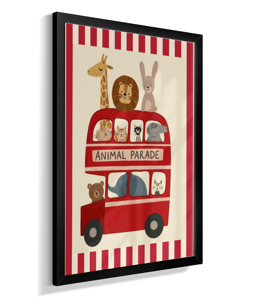 Ônibus com animais (listras do circo)
