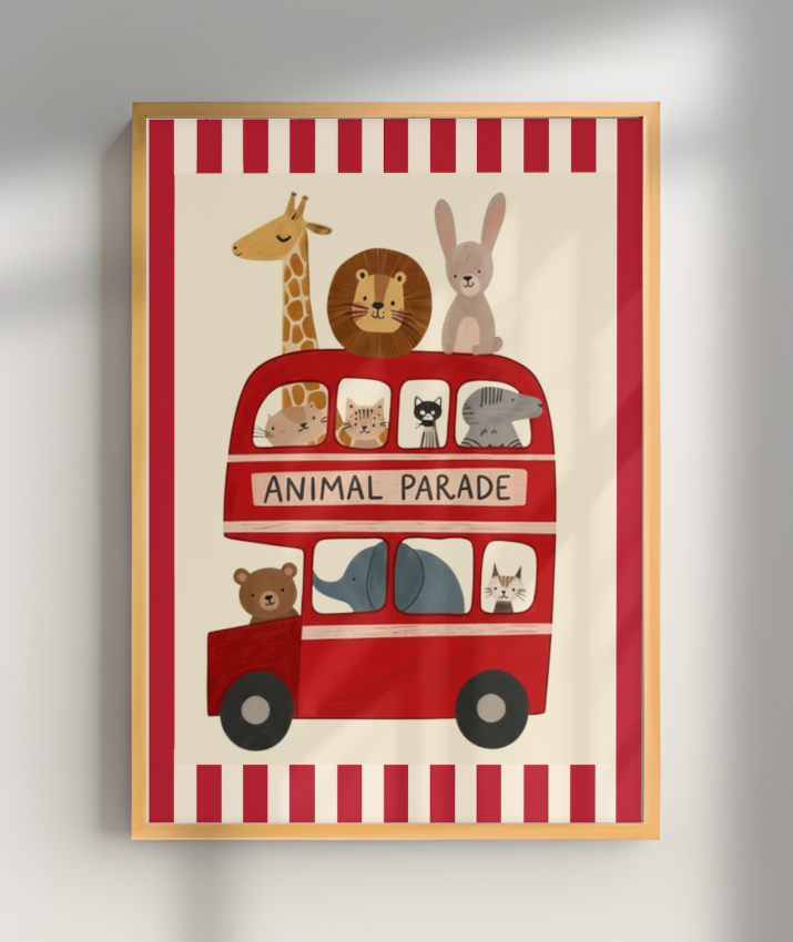 Ônibus com animais (listras do circo)