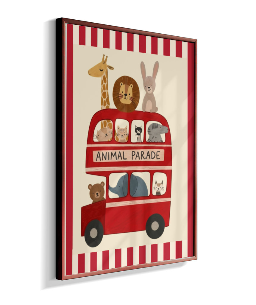 Ônibus com animais (listras do circo)