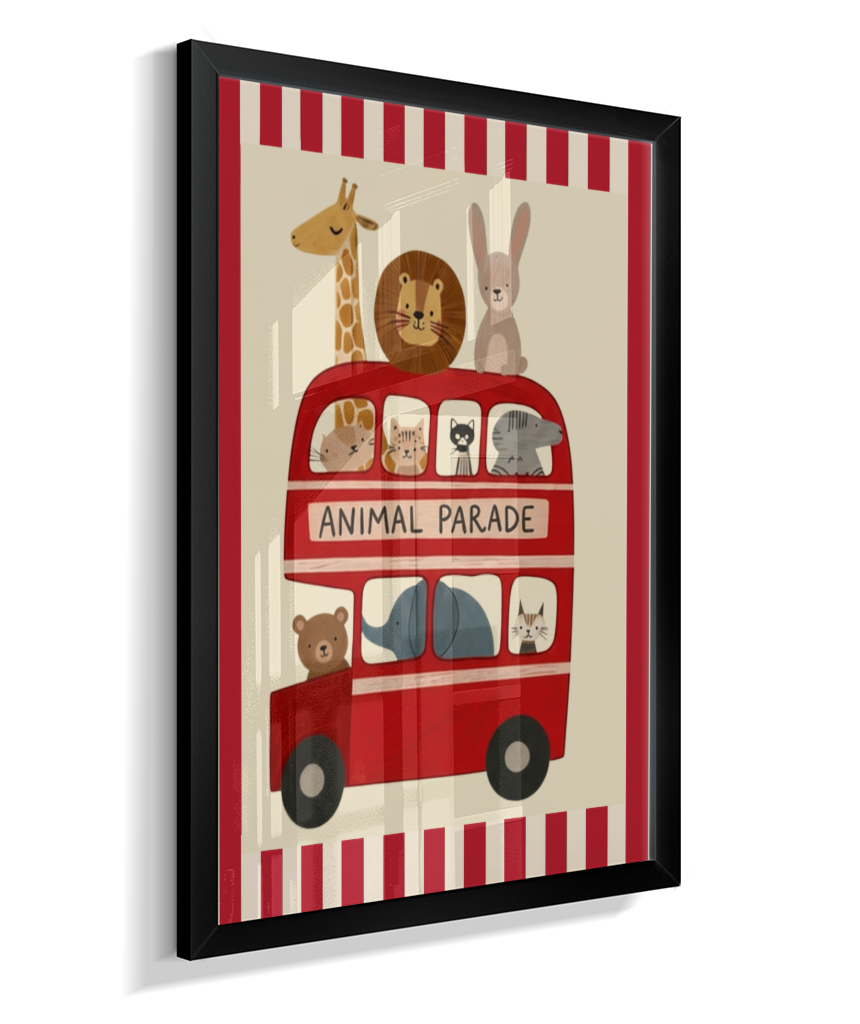Ônibus com animais (listras do circo)