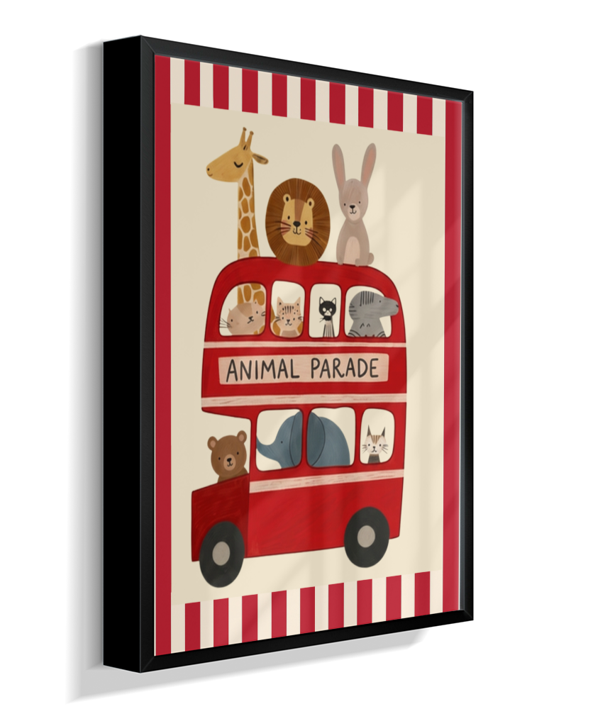 Ônibus com animais (listras do circo)
