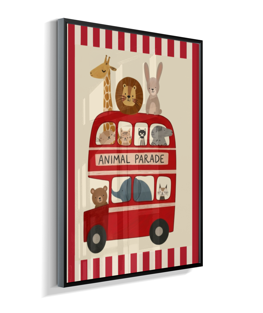 Ônibus com animais (listras do circo)