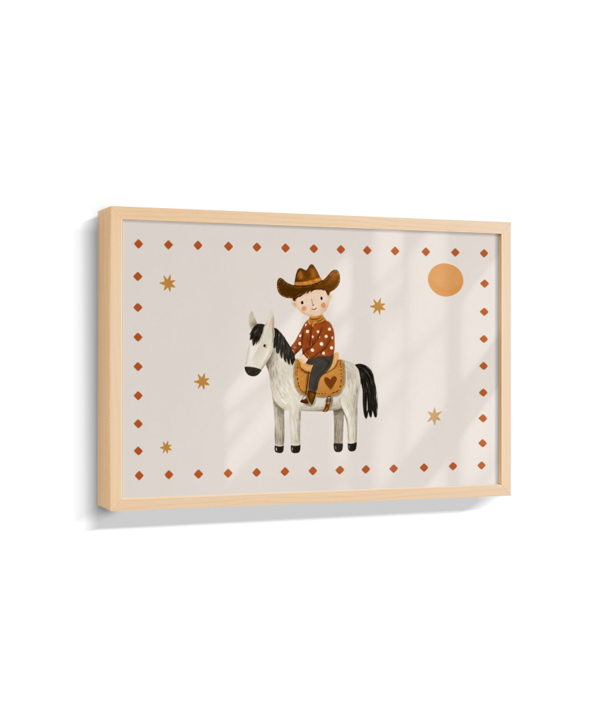Cowboy com o cavalo na fazenda (horizontal)