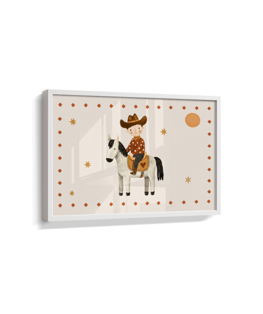 Cowboy com o cavalo na fazenda (horizontal)