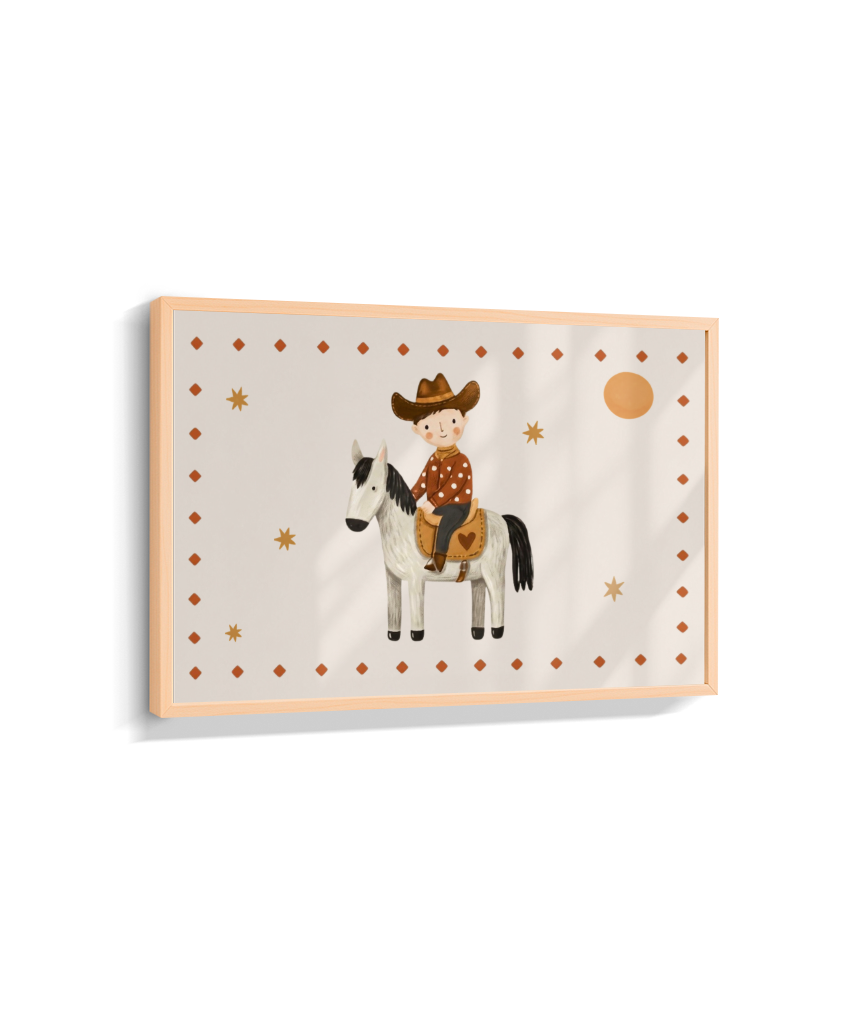 Cowboy com o cavalo na fazenda (horizontal)