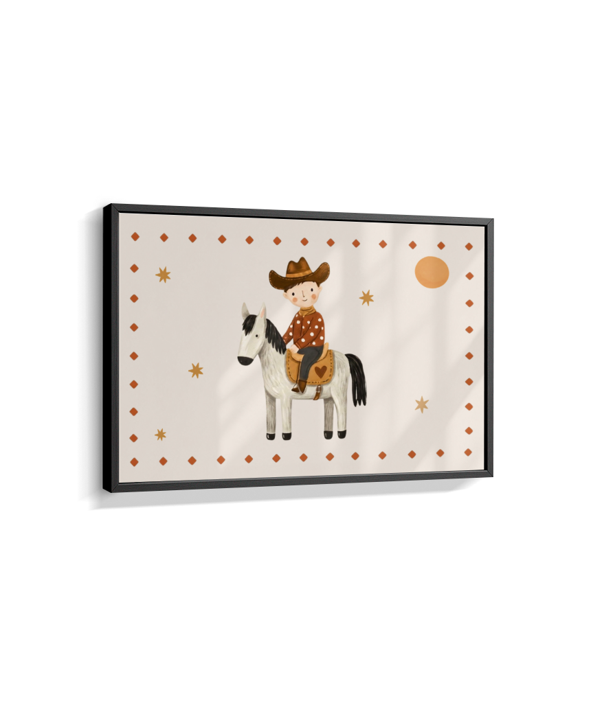 Cowboy com o cavalo na fazenda (horizontal)