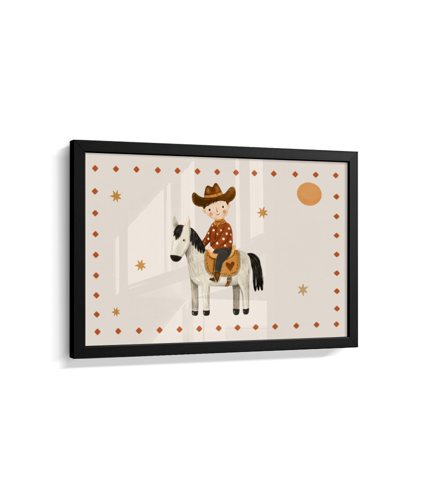 Cowboy com o cavalo na fazenda (horizontal)