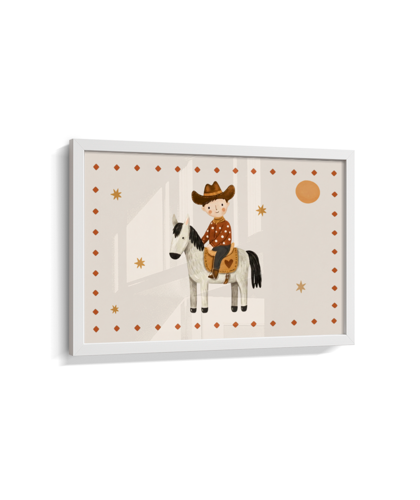 Cowboy com o cavalo na fazenda (horizontal)