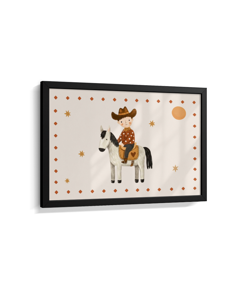 Cowboy com o cavalo na fazenda (horizontal)