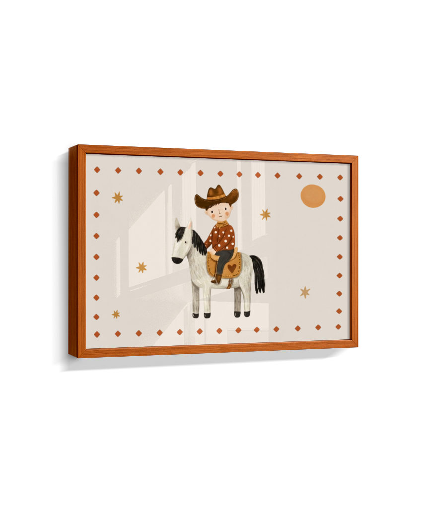 Cowboy com o cavalo na fazenda (horizontal)